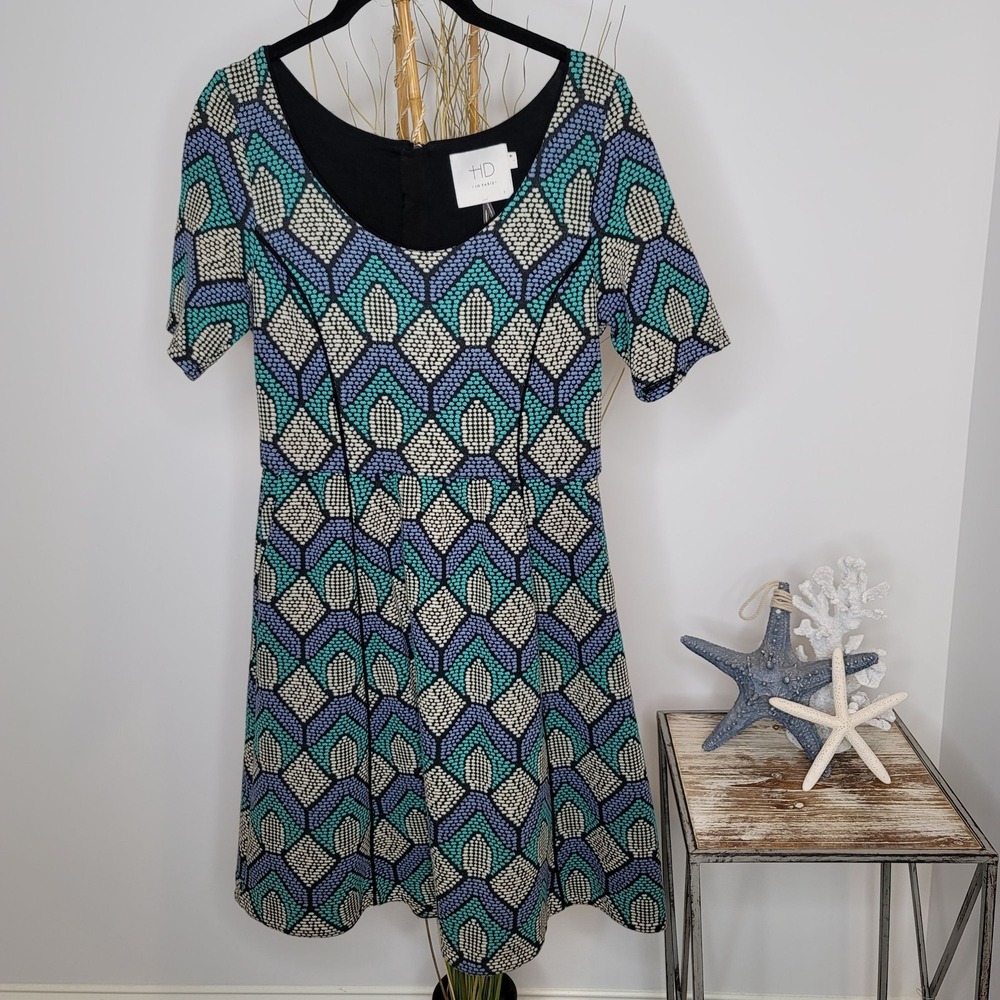 HD in Paris Fit & Flare Dress Women‎ Small Geometric Jacquard